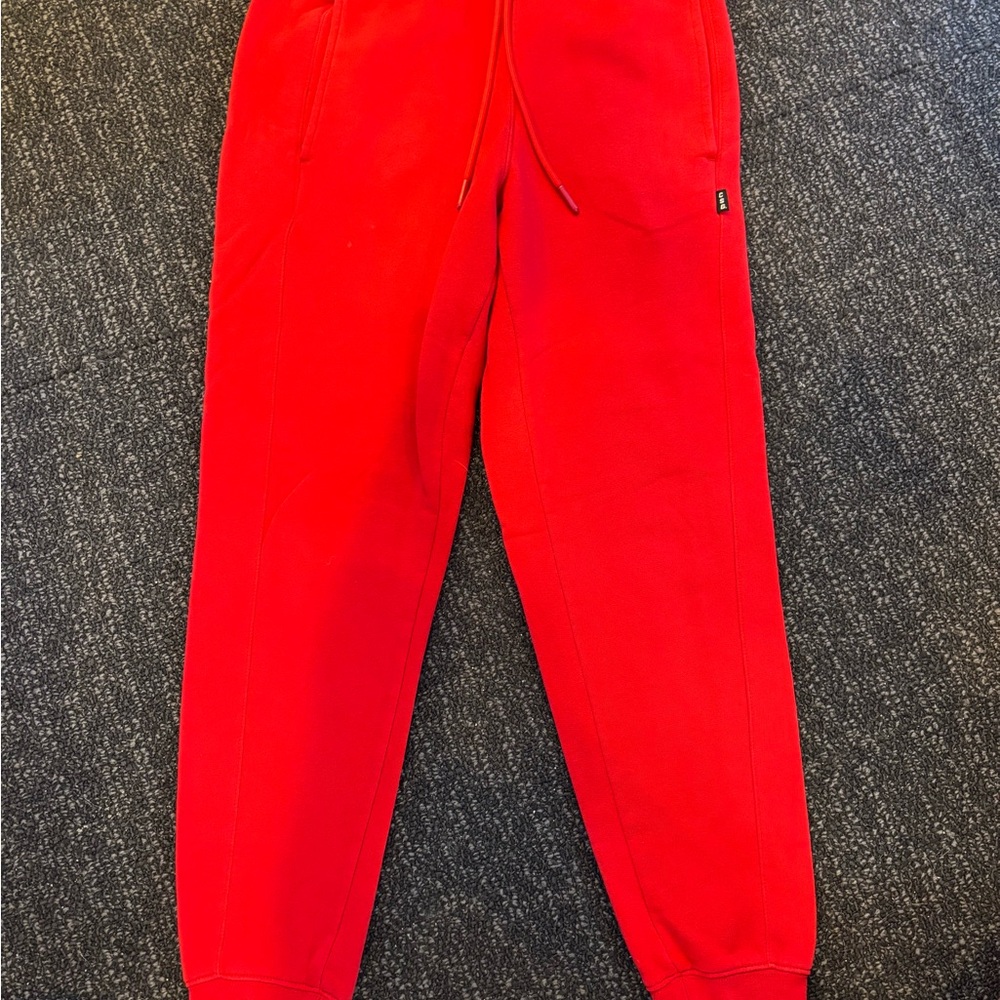 Red Track Joggers with Tapered Cuffs